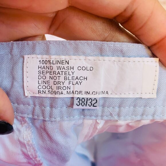 Successo Uomo by Phita 100% Linen Pants Mens 38x32 Sky Blue Lightweight Trousers - Picture 7 of 8